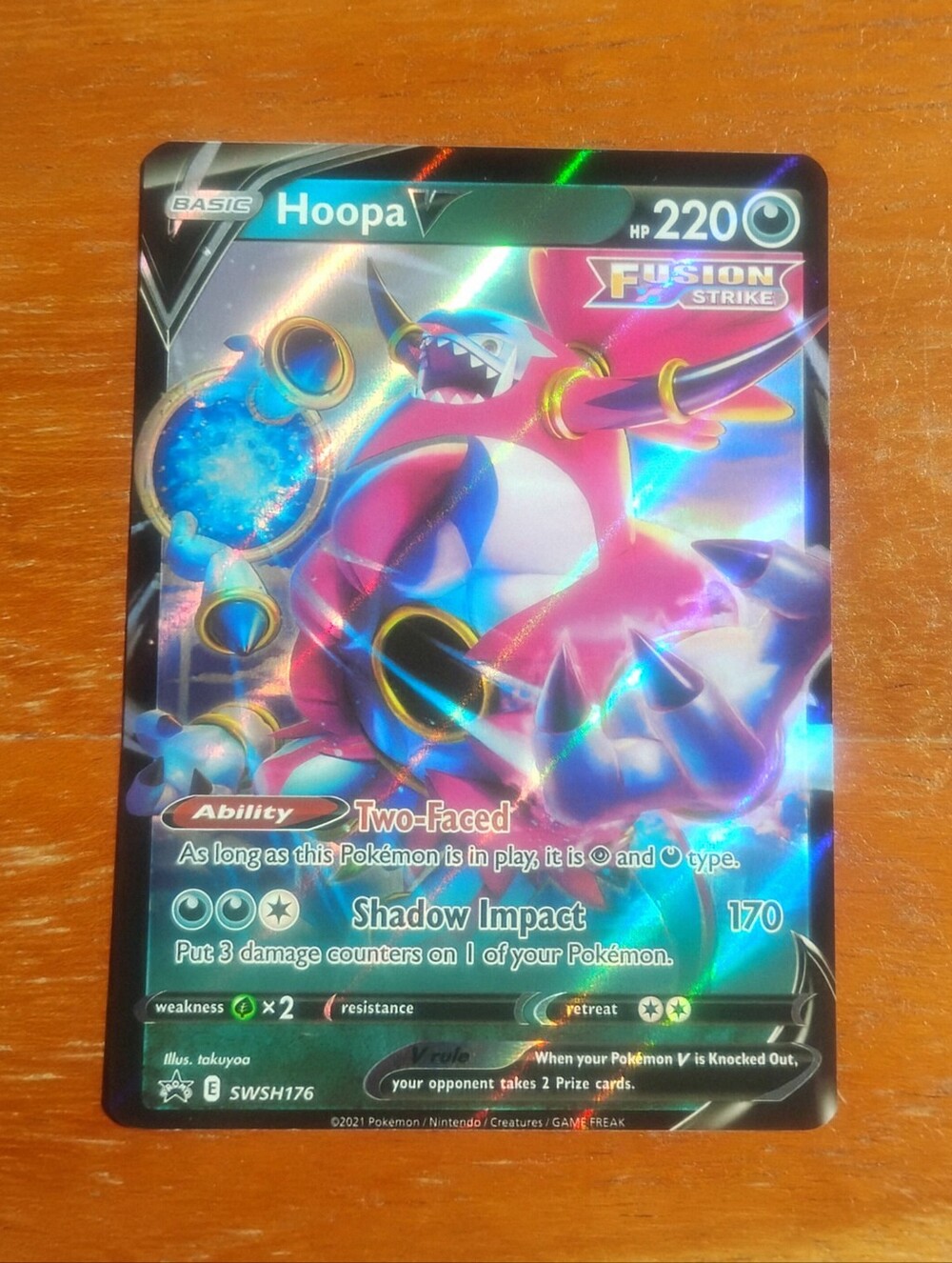 Near Mint 2021 Holo Full Art Hoopa V SWSH176 Black Star Promo Pokemon Card